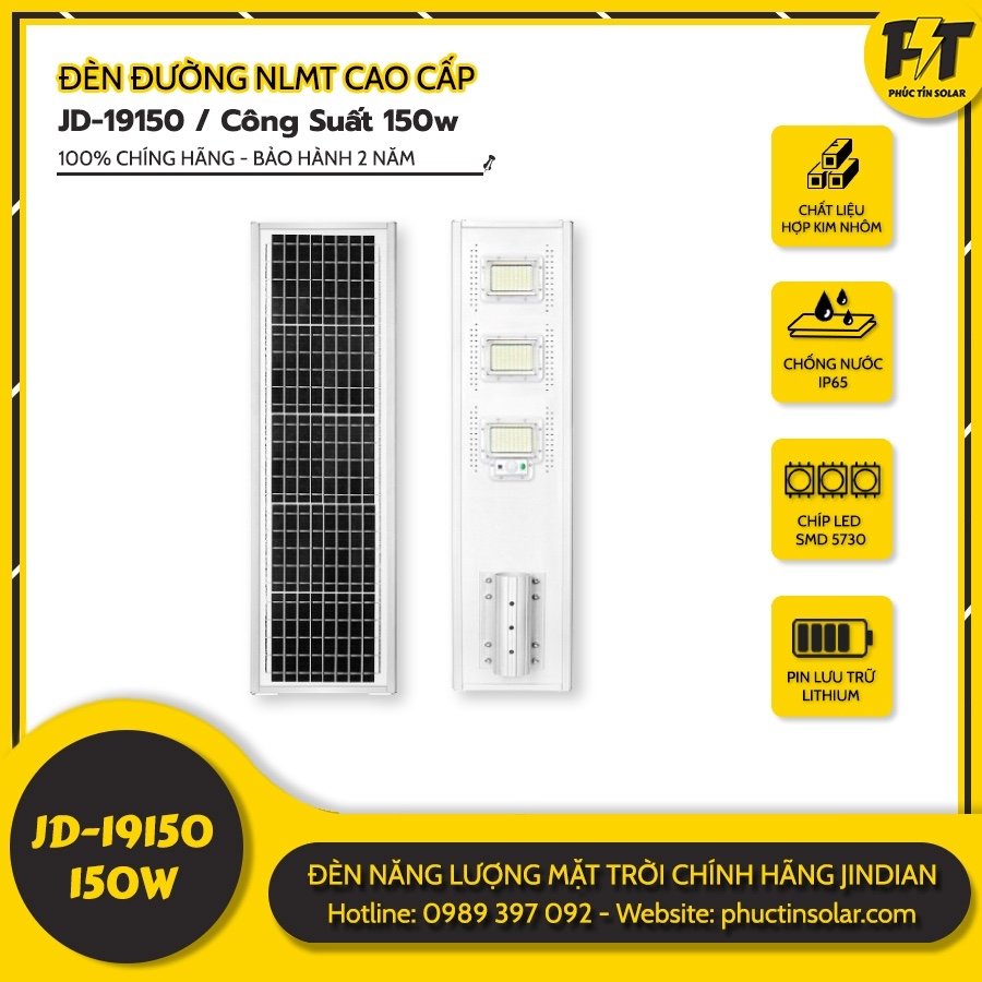 Đèn đường năng lượng mặt trời 150w JD-19150